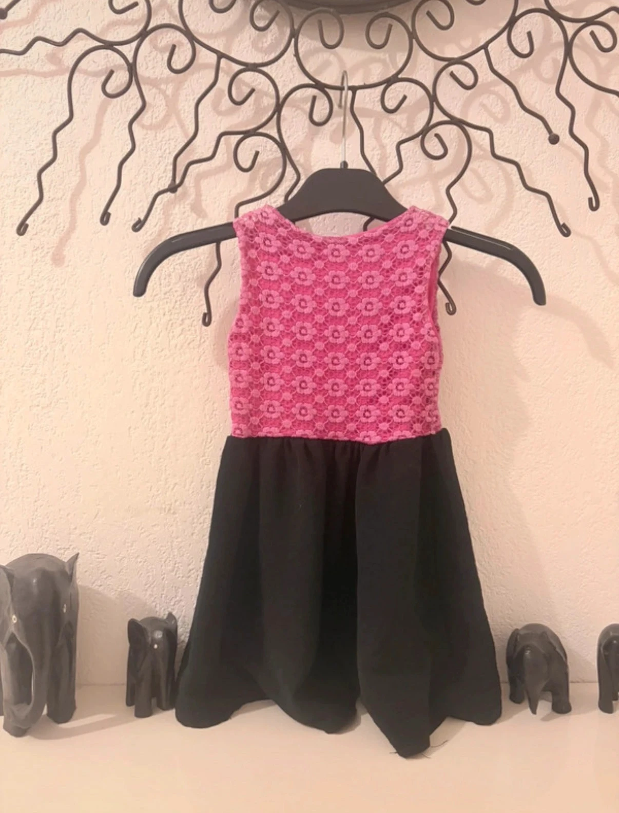 Vestido bicolor rosa fucsia y negro – Talla 2 años – Fabricación francesa – photo 3